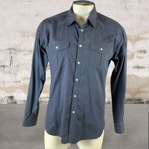 Buckle Black Large Standard Fit Mens Long Sleeve Button Up Blue Flip Cuff F158